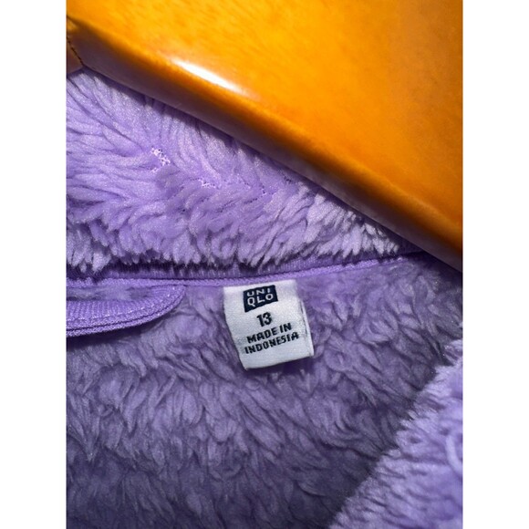 Uniqlo Lilac Zip Up Shaggy Polyester Jacket- Size 13 - Picture 3 of 5
